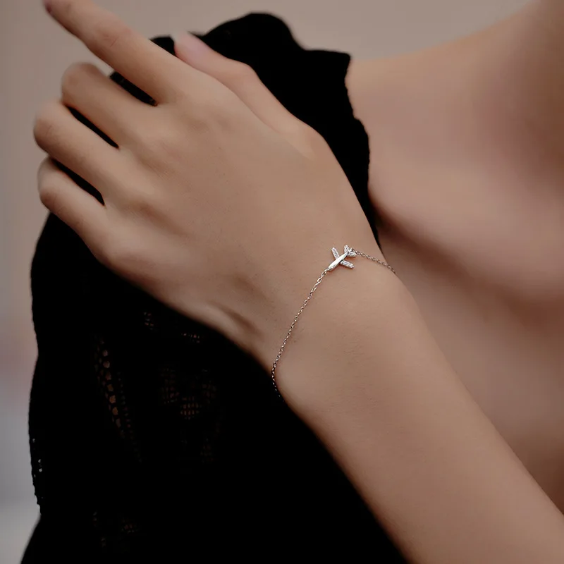 Fashion Simple stainless steel Copper 3A Hao Stone Texture Airplane Bracelets For Women Delicated All Match Chain Jewelry Gift