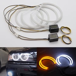 Dual Color High Quality Ring Switchback Cotton Angel eyes light For BMW 5 Series E39 525i 528i 530i 540i Milk White yellow