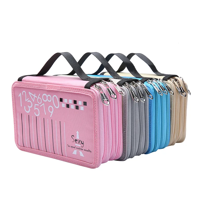 Kawaii 48 Holes School Pencil Case for Girls Boy Pen Box Cute Big Penal Pencilcase 3 Layers Large Cartridge Bag Stationery Pouch