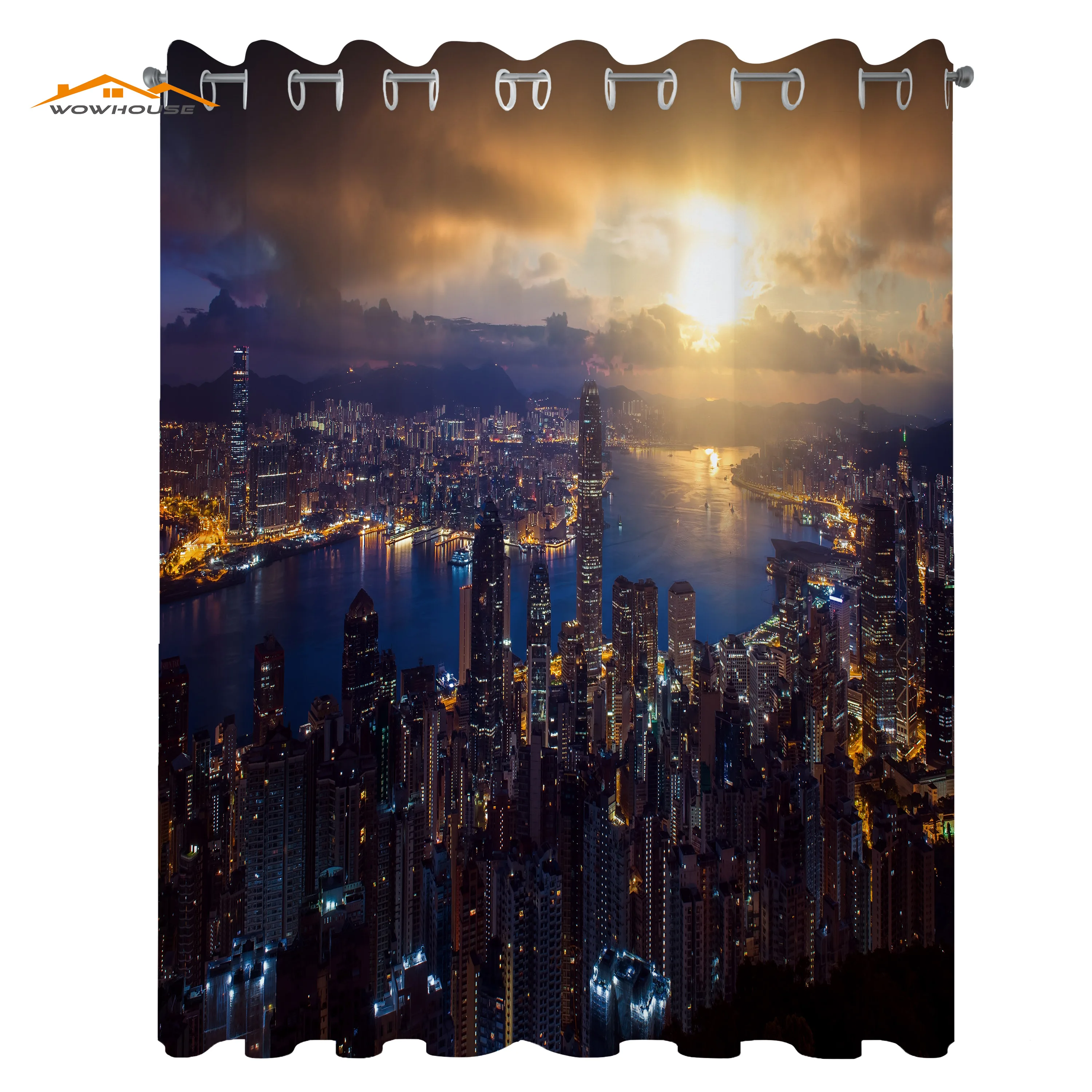 

Городские занавески с изображением ночного пейзажа Виктория пик гонконгские городские небоскребы мегаполис окошко для гостиной спальни