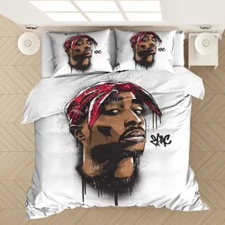 Juego de ropa de cama con estampado 3D de rapero Tupac, fundas de almohada, edredón, ropa de cama, 01