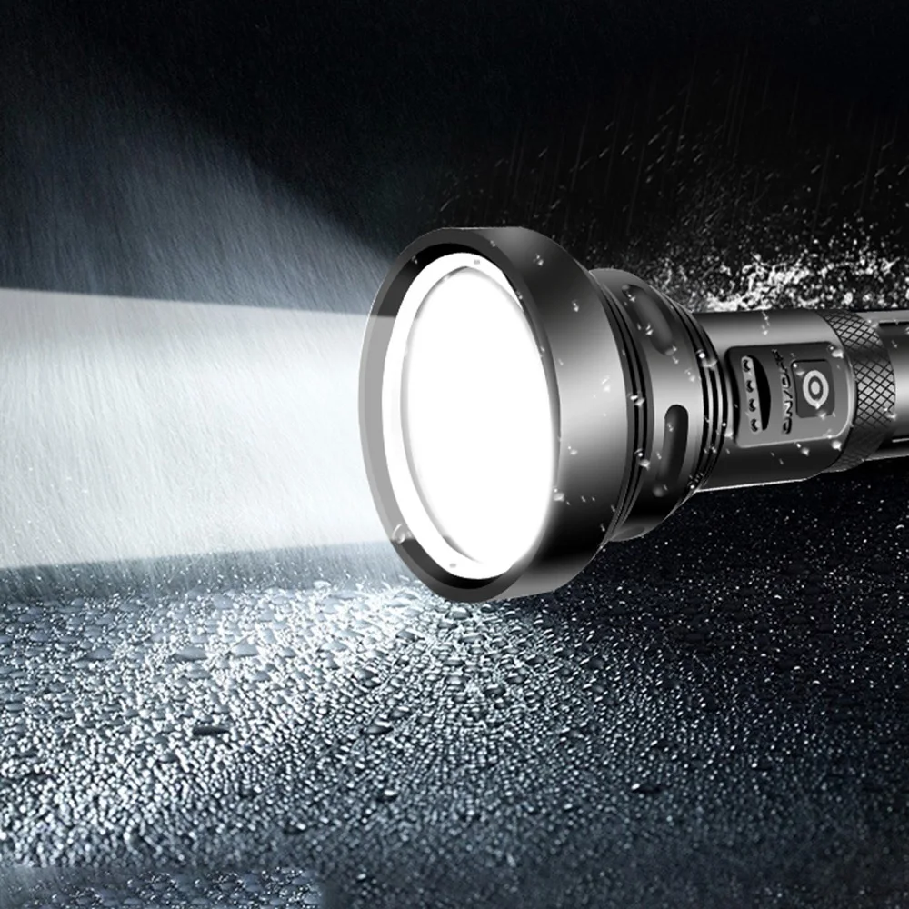 Torcia LED super potente Torcia tattica USB ricaricabile Linterna Lampada impermeabile Lanterna ultra luminosa da campeggio 18650 26650