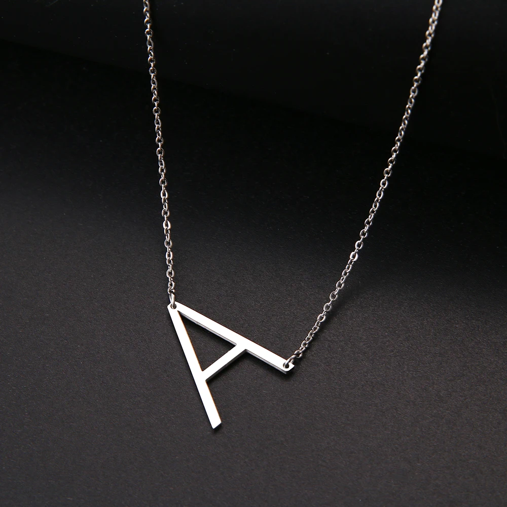316L Stainless Steel Large SIZE 26 Letters Necklace For Women Pendant Collar Initial Necklaces For Women Jewelry Gifts NO Fade
