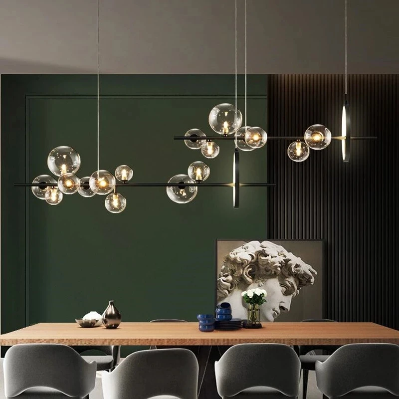 

Modern LED Novelty Glass bubble Chandelier Nordic Dining room Lamp Office lighting Kitchen Island Home Decoration Hanging lights
