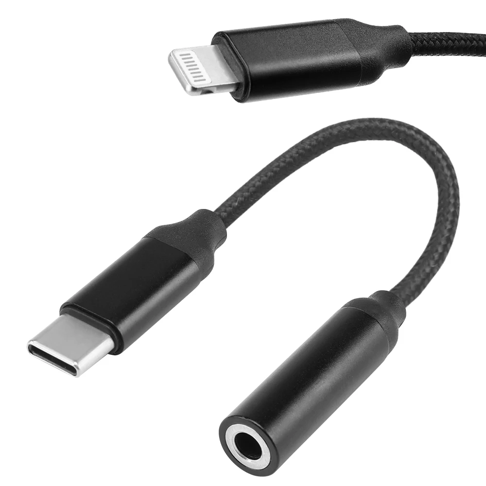 USB Type C IPhone to 3.5mm Headphone Jack Adapter, Lightning Audio Adapter Cable 3.5mm Cord For Huawei Iphone Samsung Xiaomi