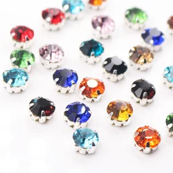 3mm-8mm Claw Cup Sew On Rhinestones Trim Silver Flatback Crystal Glass Beads Fabric Decorate Stones Strass Sewing rhinestones