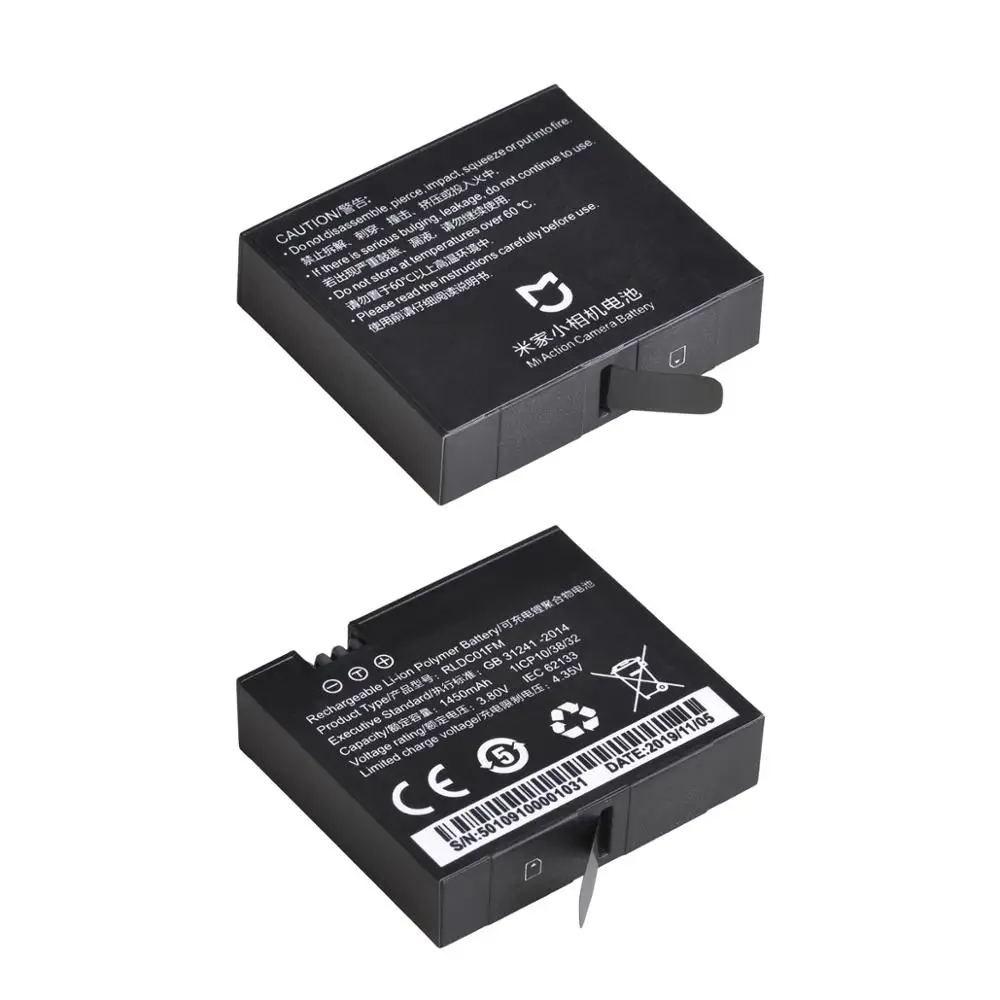 2Pc 3.8V 1450mAh Xiaomi Mijia 4k akumulator litowo-jonowy polimerowa Bateria dla Xiao Mi Mi Jia akcja Mini kamera akcesoria