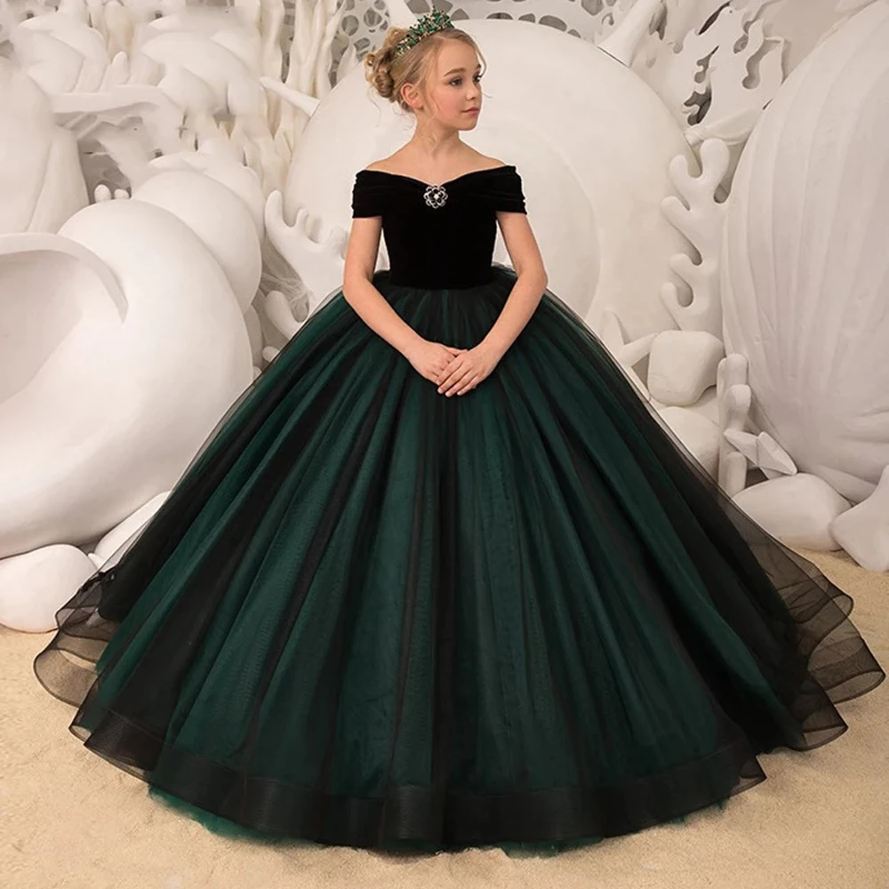 Robe de Rhlongue en tulle vert pour enfants, robes élégantes pour enfants, robe de demoiselle d'honneur, robe de graduation, adolescente, mariage, tout neuf, 2021