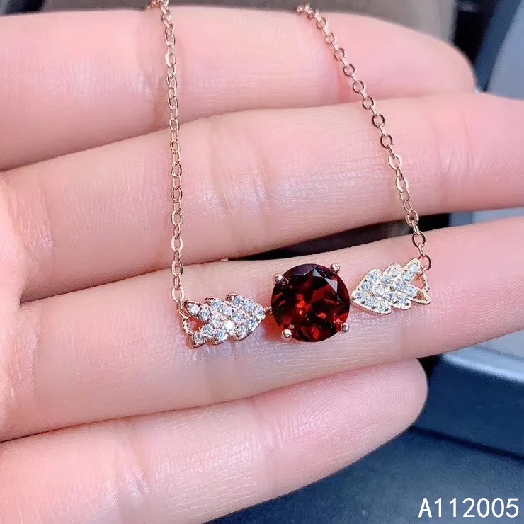 KJJEAXCMY Fine Jewelry 925 Sterling Silver inlaid gemstone garnet women's hand bracelet vintage support detection