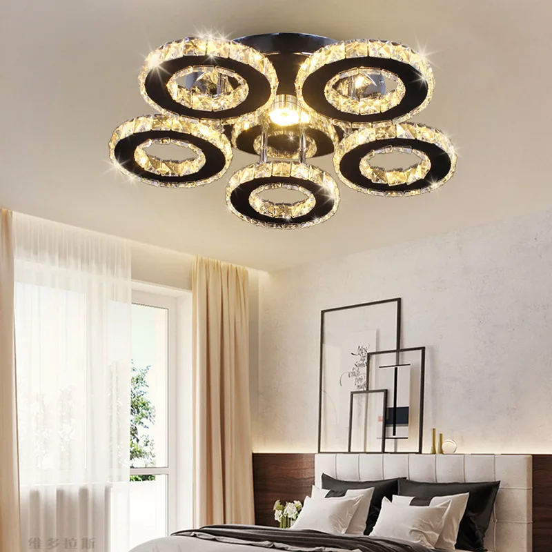 

Moder Led Chandelier 3/5 Rings Crystal Ceiling Chandeliers Light Fixture for Bedroom Living Room Lustres Home Deco Luminaria WF