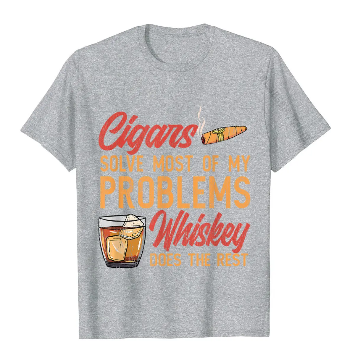 Mens Cigar Smoker Cigar Lover Funny Whiskey Cigar T-Shirt Tops Tees Wholesale Fitness Tight Cotton Mens T Shirts Fitness Tight