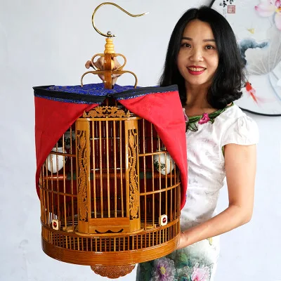 Bamboo bird cage Thrush Myna bird cage large full set of dedicated household boutique handmade old bamboo bird cage