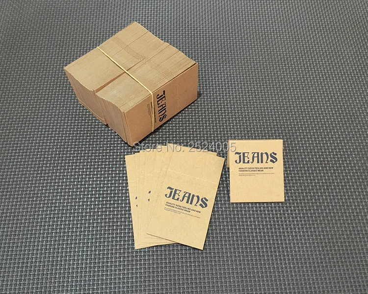 jeans waist card jeans kraft paper tag trousers waist card clothing printed tag 100 pcs a lot