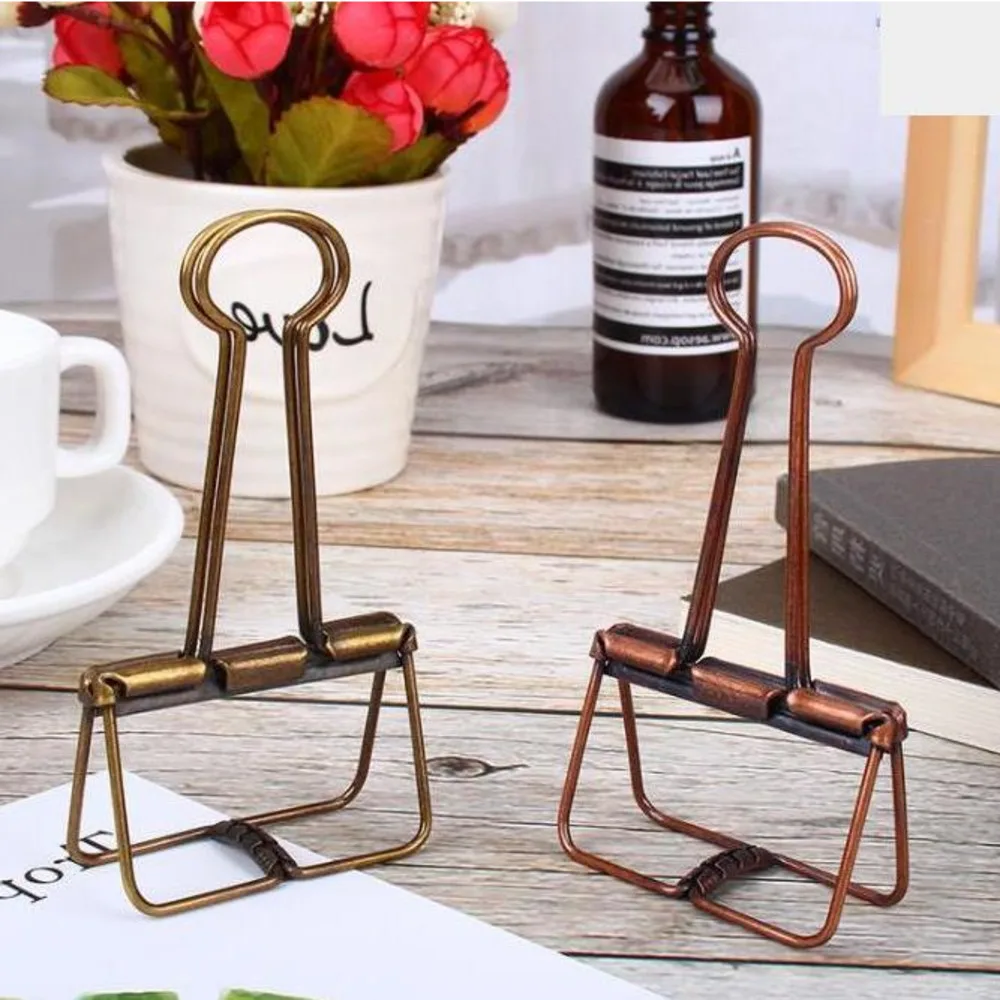 Bronze Skeleton Binder Clips Hollow Out Long Paper Photo Clip Planner Notebook Clipers For Home Office School Stationery