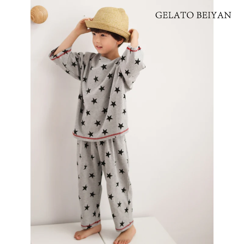 

Spring and Autumn Children's Pure Cotton Pajamas Casual Loose Child and Teen Boys Home Wear Thin Baby Boy Suit