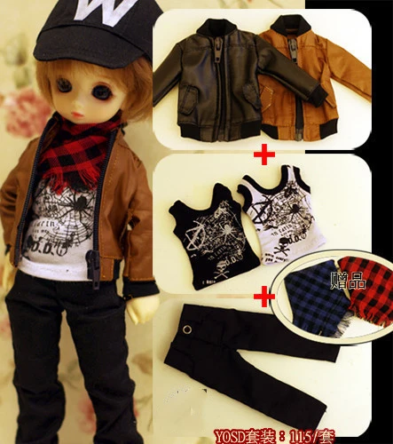 1/6 1/4 1/3 BJD clothes leather jacket suit coat + pants + vest for BJD/SD YOSD MSD SD13 SD17 ID75 uncle doll accessories C0170