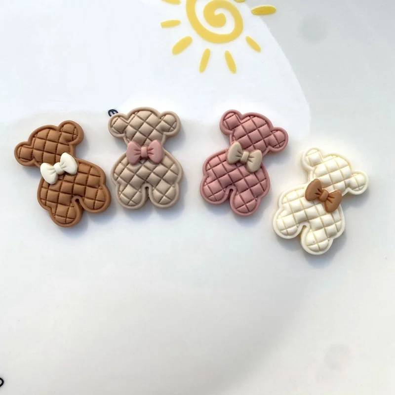 20Pcs Cartoon Diamond grid bear Flat back Resin Cabochons Scrapbooking Hair Bows Center DIY Phone Case Decoration Accessories