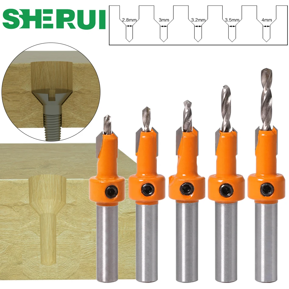 1pcs 8mm Shank HSS Woodworking Countersink Router Bit Set Screw Extractor Remon Demolition for Wood Milling Cutter