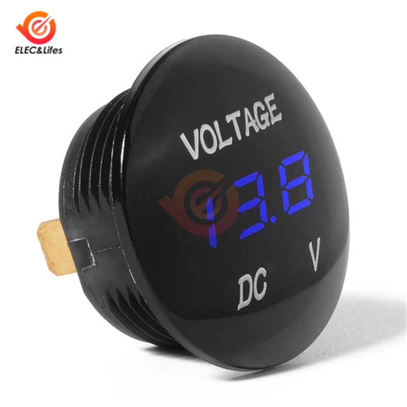 DC 5V-48V 3 Bits Mini Digital Voltmeter Round Waterproof LED Panel tester voltage Detector Volt Meter Gauge 5V 12V 24V