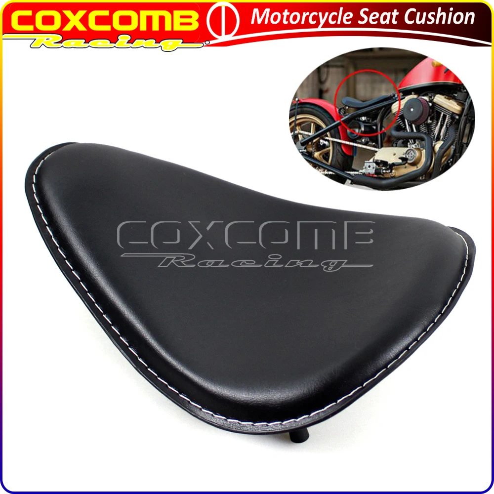 Motorcycle Black Leather Solo Driver Seat Cushion Covers Universal For Harley Sportster XL 883 1200 Honda Yamaha Kawasaki Suzuki