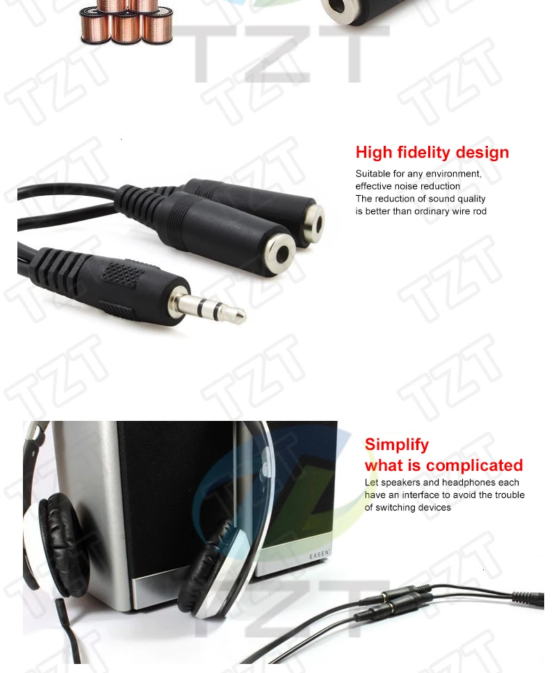 1/3 Stück schwarzer 3,5-mm-Audio-Splitter für Kopfhörer, Ohrhörer und Headsets, geeignet für Tablets, Smartphones, Android-Geräte, MP3- und MP4-Player. – Detail 3