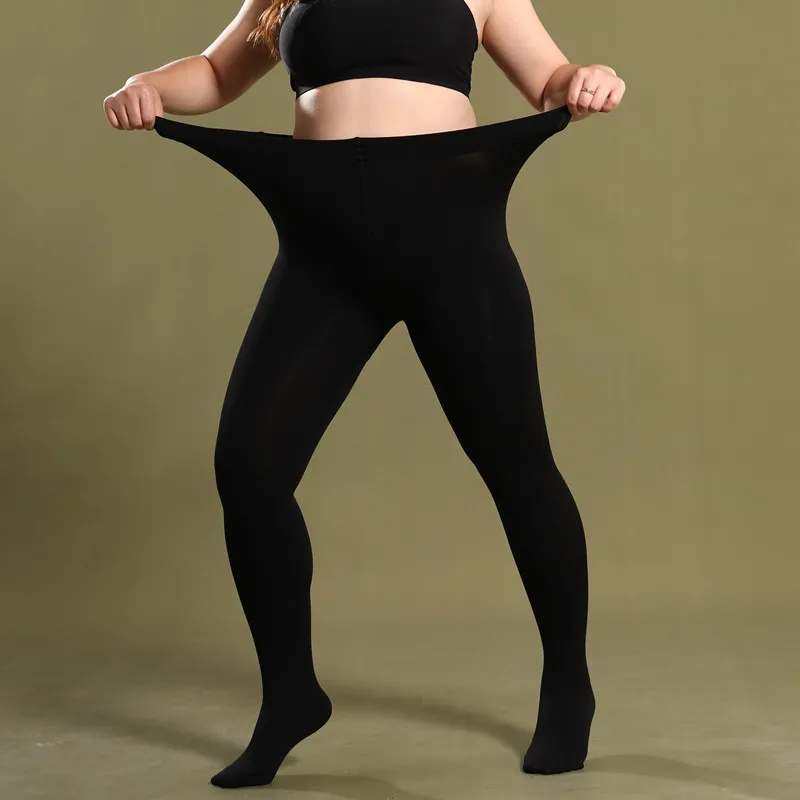 DOIAESKV 130 KG Damen-Fleece-Strumpfhose, Übergröße 120 D, Herbst, warme Winterstrumpfhose, hohe Taille, weiblich, dehnbar, schlank, dick – Detail 14