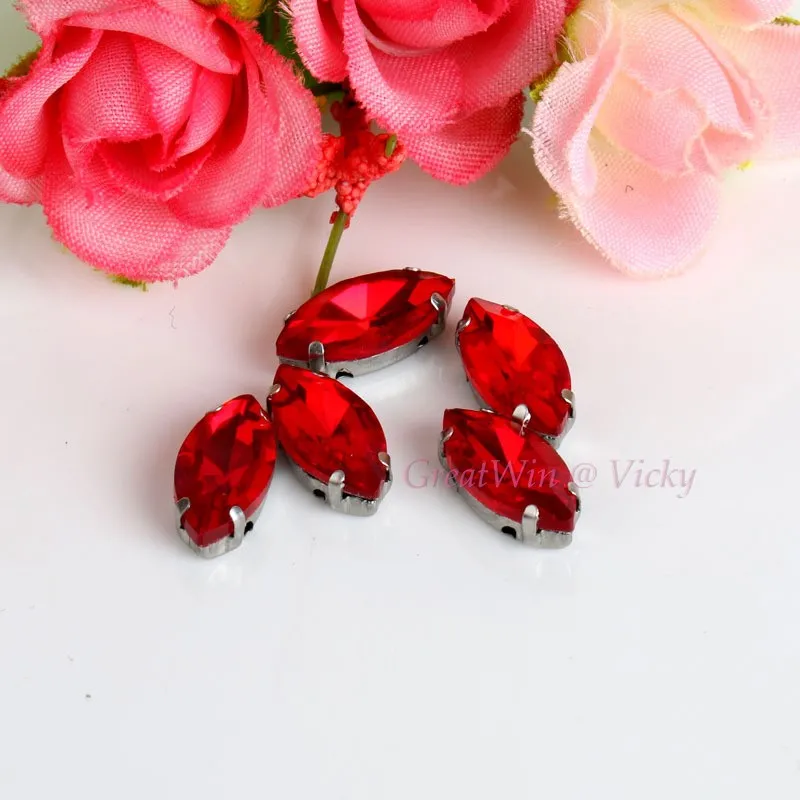 أحجار الراين الزجاجية! شكل عين الحصان الماس مع مخلب ماركيز الشكل خياطة على قاعدة معدنية ستراس مشبك حجر الزفاف الديكور