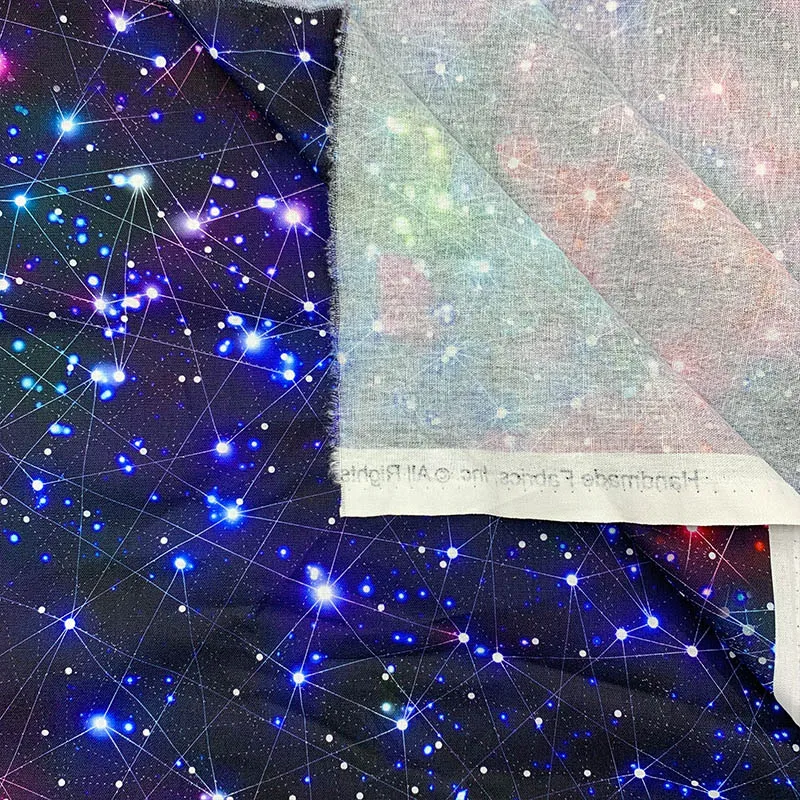 Beautiful Digital Printing Black bottom starry sky pattern 100% Cotton Fabric Sewing Material Children Fabric Diy Shirt Clothing