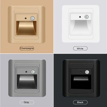 2W gece lambası akıllı lamba PIR hareket dedektörü sensörü LED merdiven lambası gömme adım lamba merdiven duvar lambası mutfak fuaye