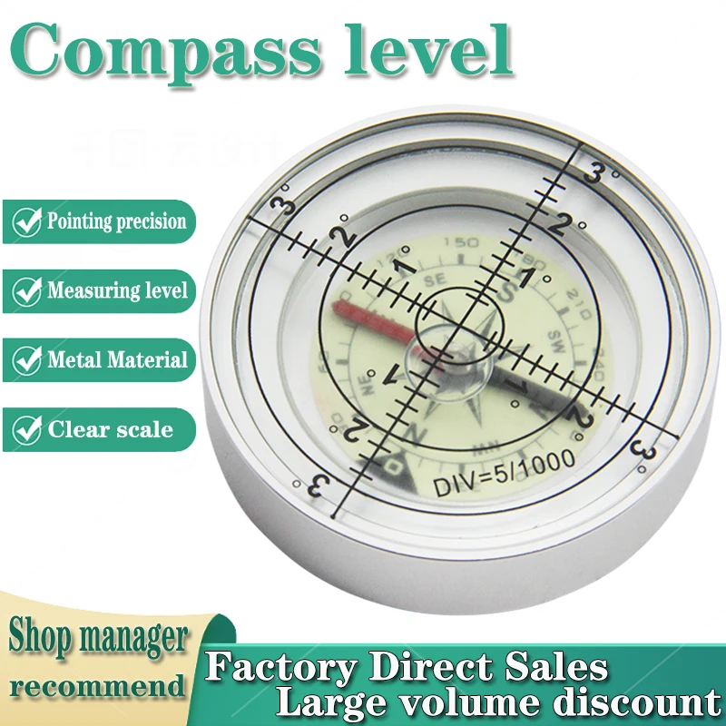 High-precision compass level universal level geological compass meter portable metal level bubble