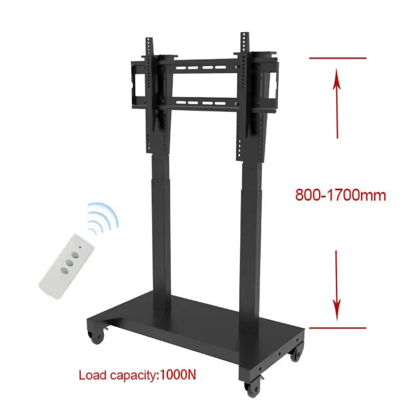 110-240V Dual-Column TV Mobile Cart Bracket 360-Degree Rotatable TV Hanger 58-81 Inch Monitor Bracket with Remote Control