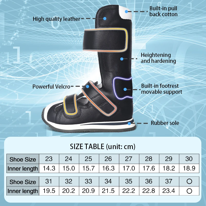 Baby High Top Orthopedic Shoes For Kid Genuine Leather  Boys Therapy Black Corrective Children Sandals For Cerebral Palsy Feet