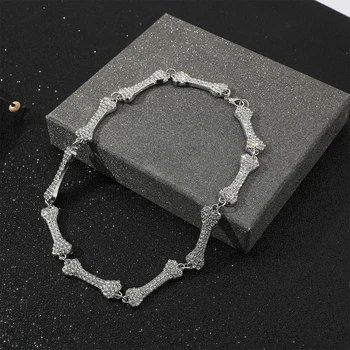 2022ใหม่สะโพก Hop กระดูก Rhinestone จี้สร้อยคอผู้ชายผู้หญิงพังค์แฟชั่นเครื่องประดับอุปกรณ์เสริม