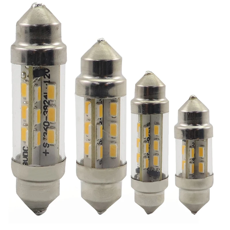 Mcdrlled Festoon 6V 12V 24V C5w C10w Car Reading LED Boat Light Trunk Lamp 1.5W White 36mm 39mm 42mm Auto Bulbs