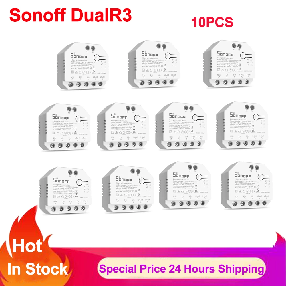 Sonoff Dual R3 Dual Relay With Power Metering Smart DIY Mini Switch For Roller Shutter Electric Motor Curtain Via eWelink Alexa