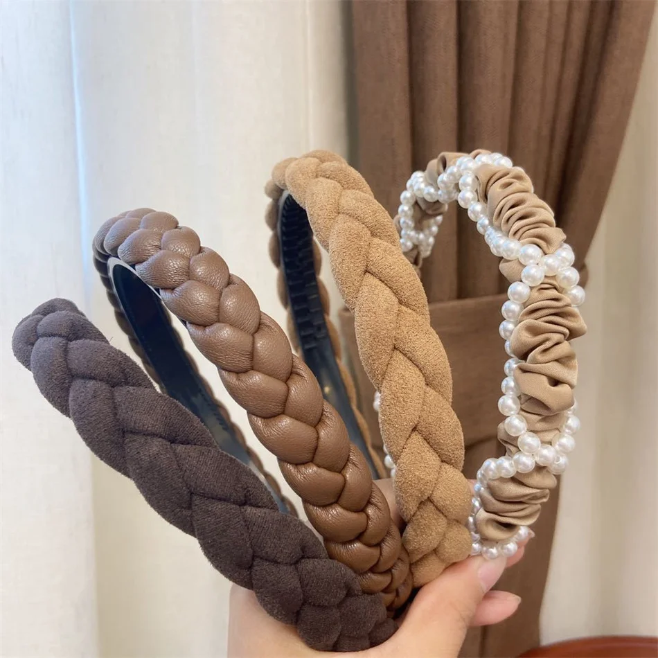 Trendy Wide Hair Bands For Women Headdress Solid Color Cloth Headband Bezel Girls Hairband Hair Hoop Female Hair Accessories