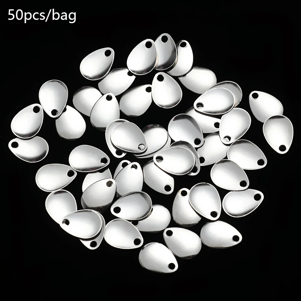 

50PCS Metal Spoon VIB Lure Fishing Attractor Spinner Swivels Vibration Sequin Rotate Smooth Nickel Bass Spinner Tackle Blades