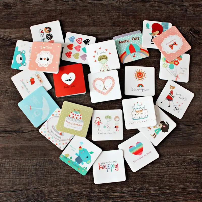 10pcs/set  Korea Creative Cute Mini Greeting Card Birthday Card Message Greeting Cards Kraft lovers Cards ZQ041