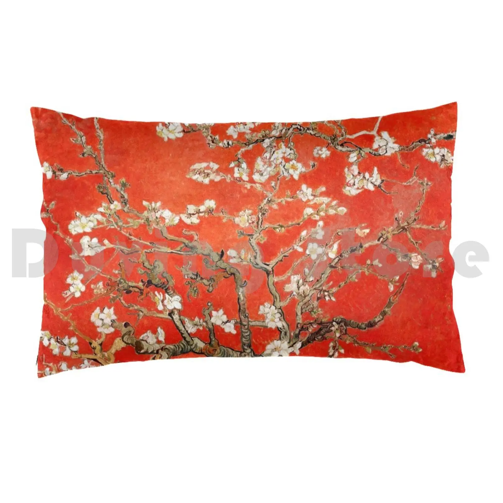 Red Almond Blossoms Van Gogh ( New Color Edit ) Pillow Case Printed 50x75 Almond Tree Almond Blossoms Van Gogh