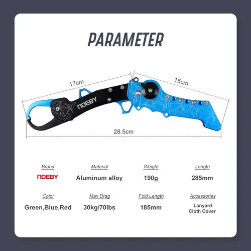 Imagen 2 del producto Noeby-empuñadura de pesca plegable, aparejos de aleación de aluminio, controlador de gancho de agarre de labio ajustable con anillo de conexión, aparejos de herramientas de pesca
