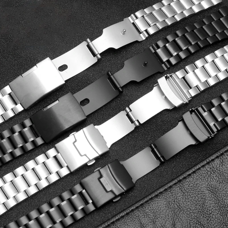 Stainless steel watchband for Casio G-SHOCK GST-B200 GST-B200D Series watches men's strap 24*16mm lug end silver black bracelet