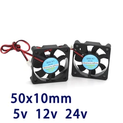 3dプリンターファン5010,2ピン,50mm,50x50x10mm,5cm,グラフィックカード,dc 5v/12v,24v,2p,1個