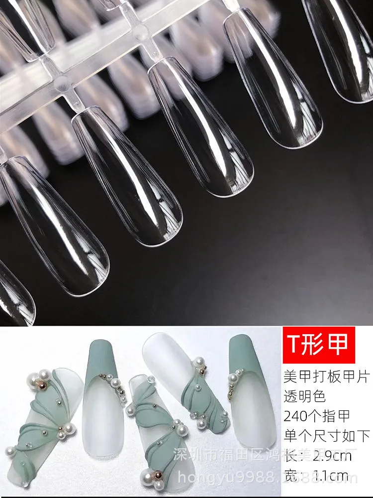 240PCS Nail Display Tips, Clear Fake Acrylic Nail Tips for Practice Foldable Flat-Back Pointed False Nail Art Display,Y7676-6778