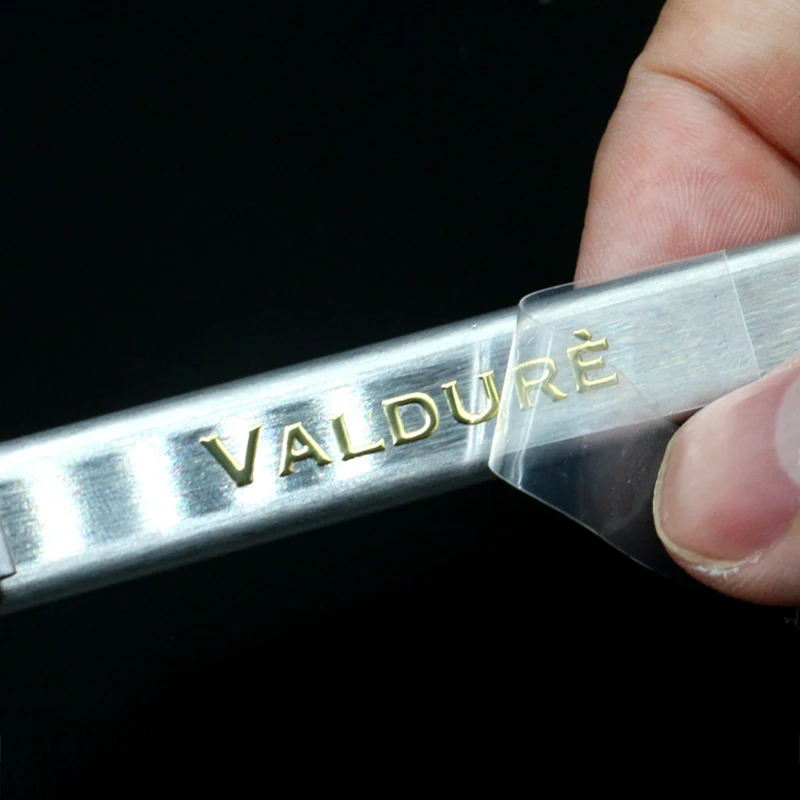 Golden Custom 3D Stickers Personalise Clear Metal Labels Waterproof Box Bottle Decal