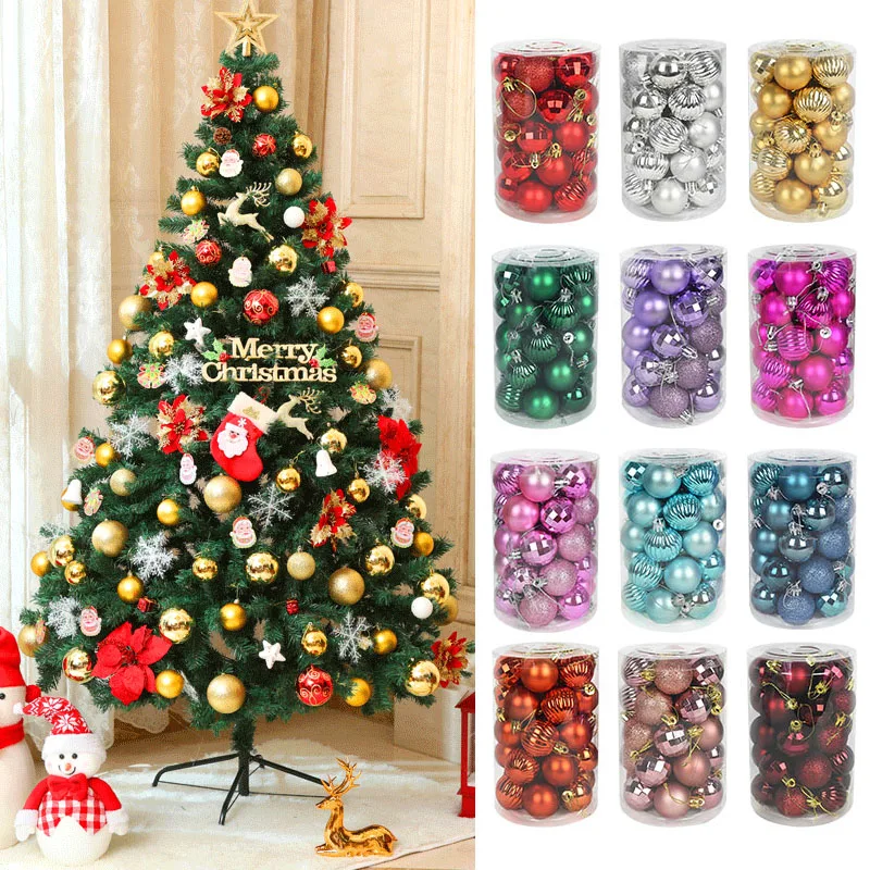 12/24/34pc Rose Gold Christmas Balls Decoration Garden Home Christmas Tree Ornaments Hanging Pendant Xmas Decor New Year Navidad