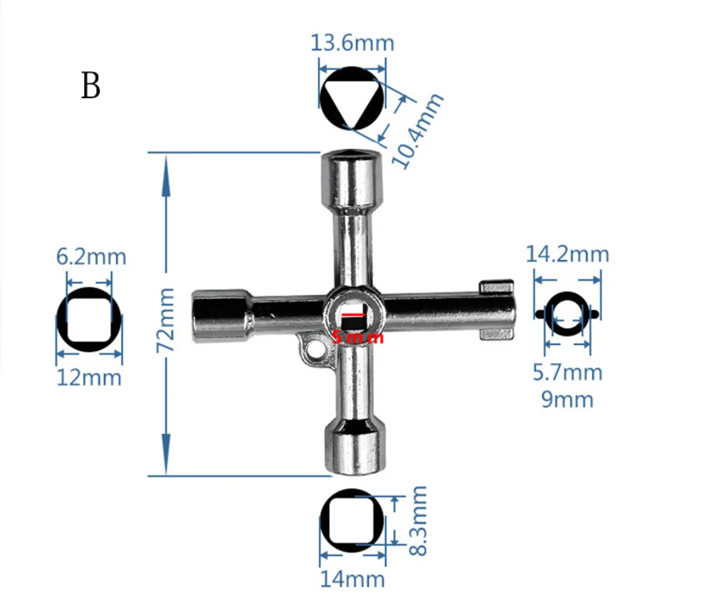 For Gas Electric Meter Cabinets Bleed Radiators Multifunction 4 Ways Universal Triangle Wrench Key Plumber Keys Triangle