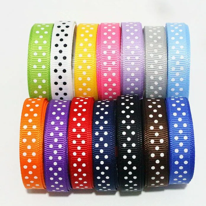 

5Yards/Lot 3/8''(10MM) White Polka Dots Printed Grosgrain Ribbon Tape Ribbons For DIY Crafts Diy Accessories