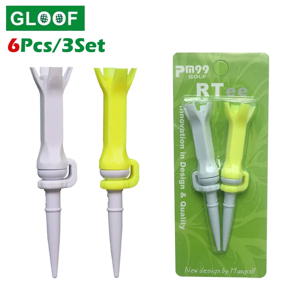 6Pcs/3Set PU Plastic Golf Tees Oriented Guide Rotatable Flex Tees 76mm Professional Trainer