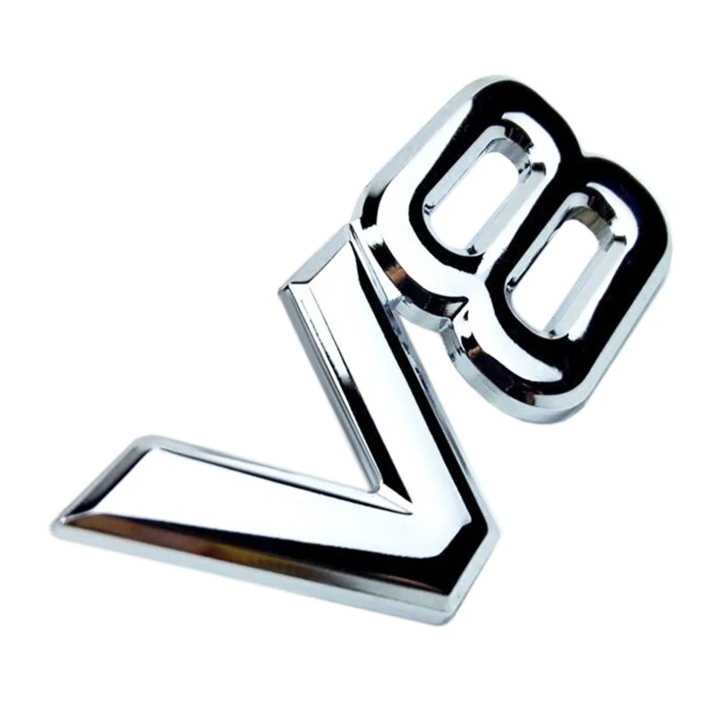 

3D Metal Chrome V6 V8 Logo Car Sticker Emblem Motor Badge Rear Trunk Displacement Decoration Car Styling Car Accessories