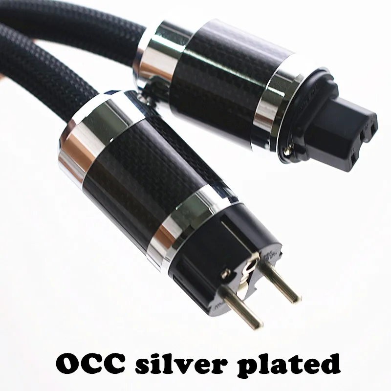 Silver color SPO-12MF OCC silver plated fever amplifier CD power cord HIFI European standard American standard power cable